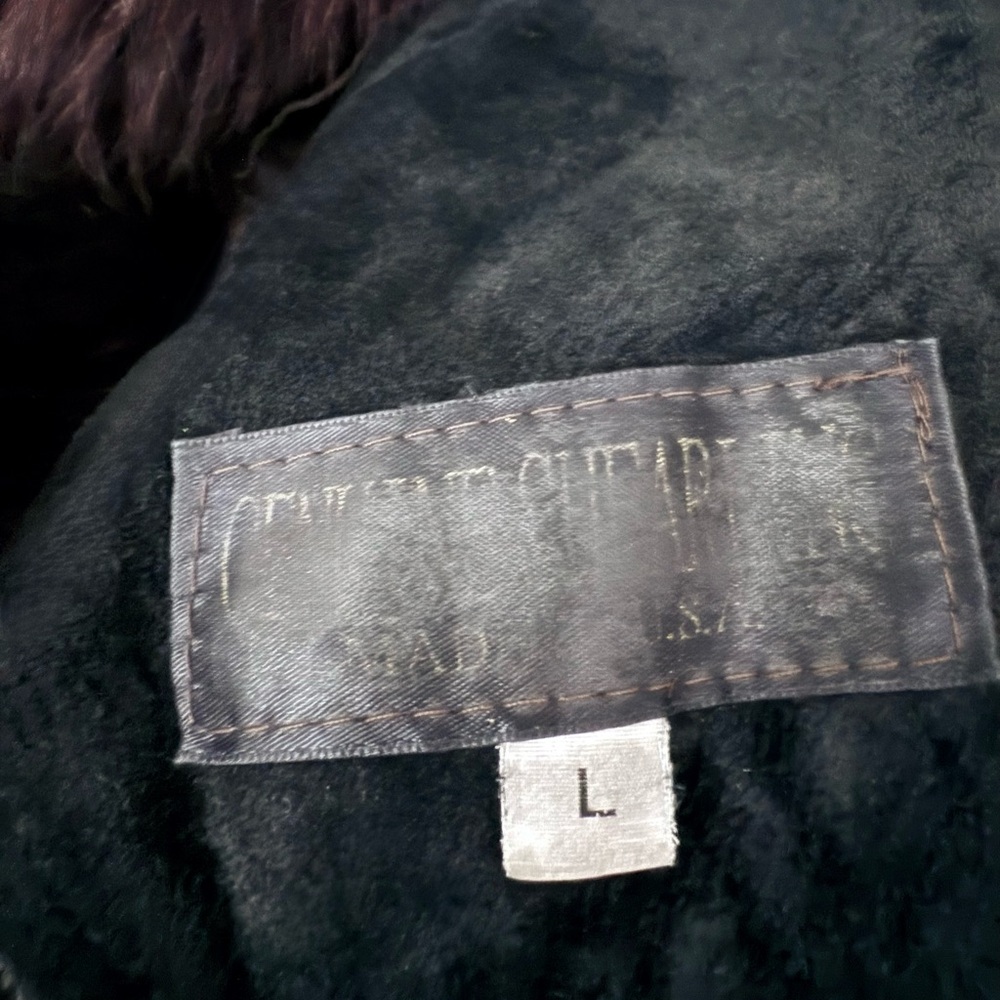 RARE Vintage Suede Shearling HEAVY COAT super warm made in USA Fit & Flare sz L - Picture 14 of 17